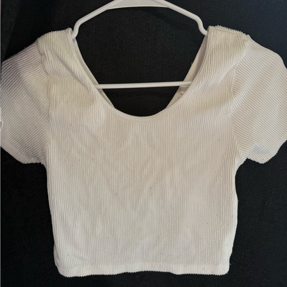 White Ribbed Women's Top